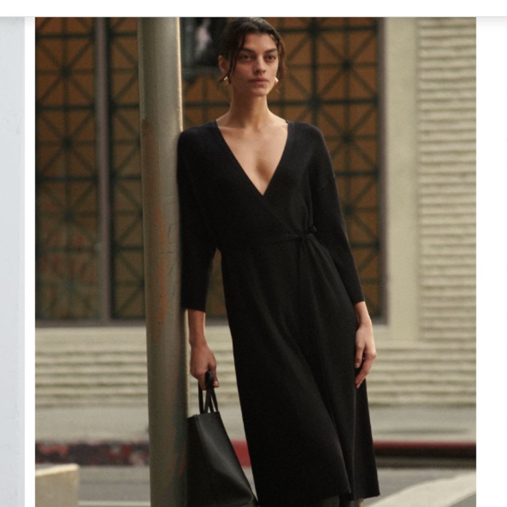 Everlane The Ribbed Wrap Midi Dress nwot